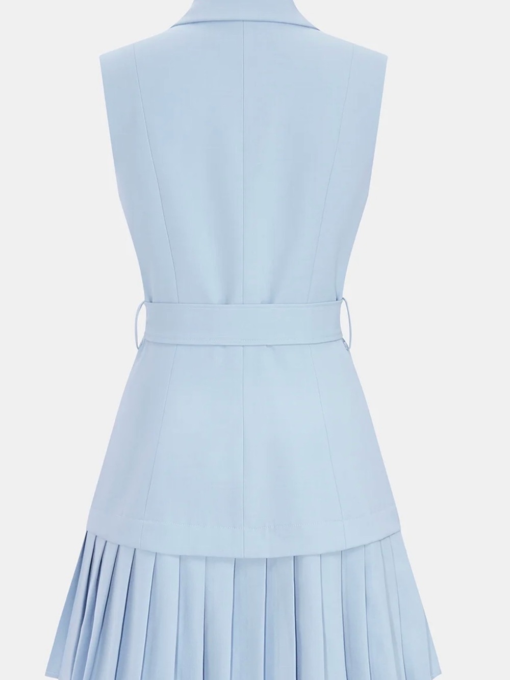 Commense Sleeveless Belted Pleated Blazer Mini Dress - Blue - XL - Picture 4 of 6